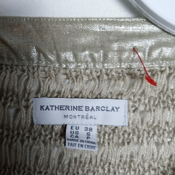 Katherine Barclay Montreal Metallic Brown 100% Linen Open Knit Cardigan sz Small - Picture 6 of 9